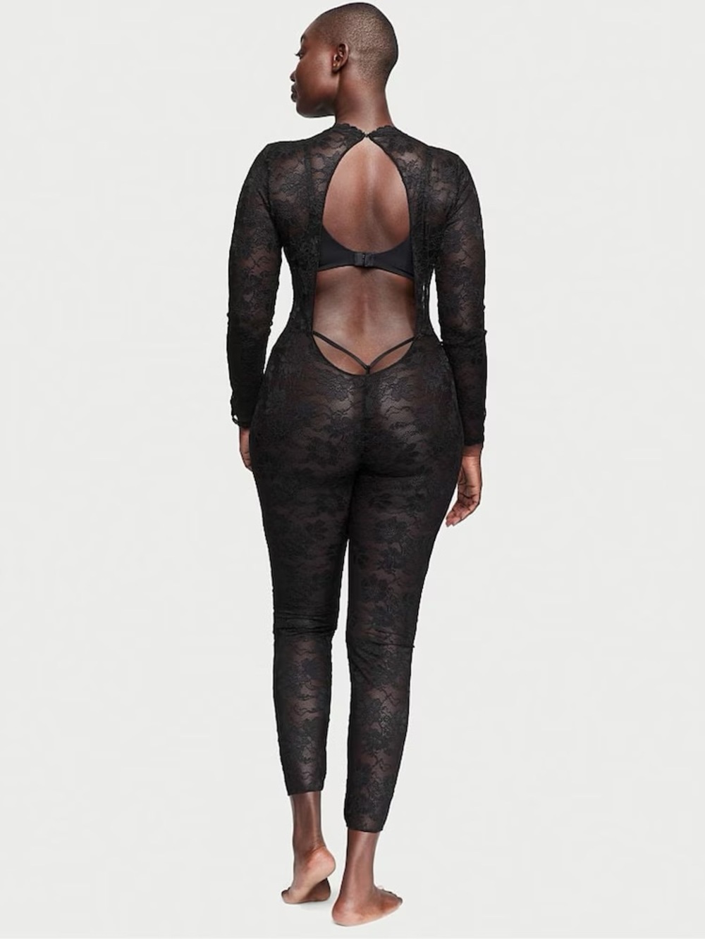 XS Limited Edition Black Lace Long-Sleeve Catsuit